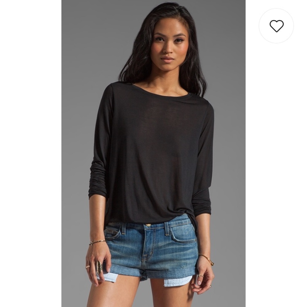 Vince. mixed media long sleeve silk tee